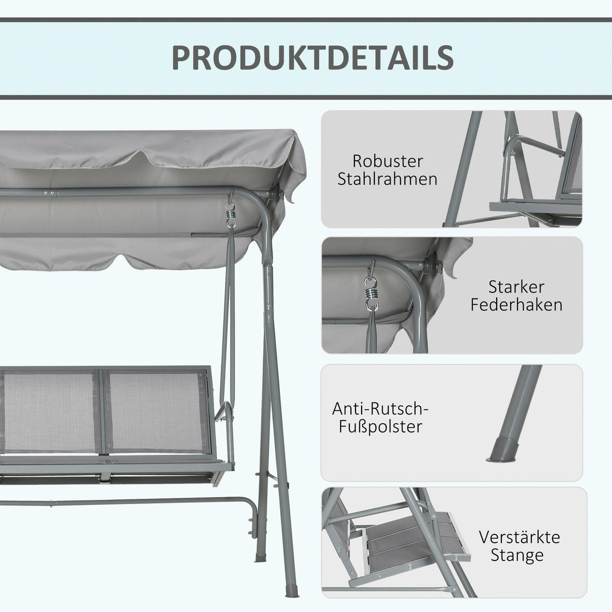 Outsunny Hollywoodschaukel creme Polyester B/H/L: ca. 342x250x450 cm Hollywoodschaukel - creme (450,00/342,00/250,00cm) - Outsunny