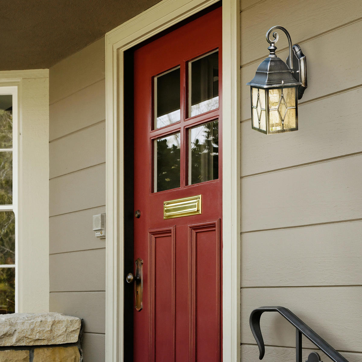 Searchlight Außenleuchte schwarz Stahl Glas B/H/T: ca. 15x33x18 cm E27 1 Brennstellen Genoa - schwarz (15,00/33,00/18,00cm) - Searchlight