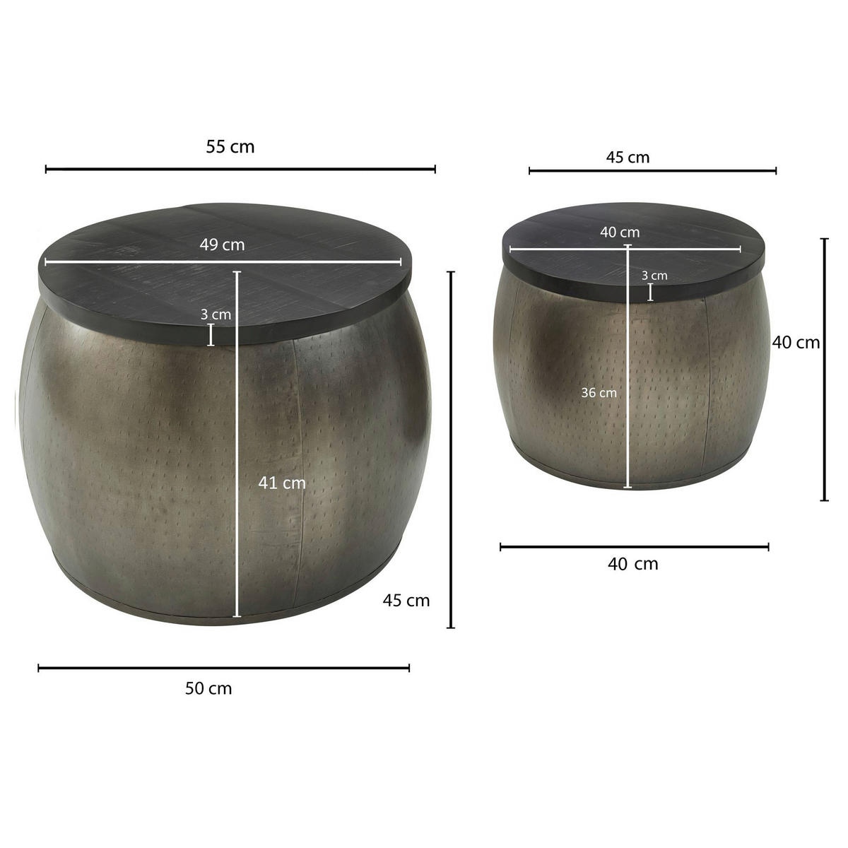 Couchtisch 2er-Set. silber B/H/T: ca. 0x45x0 cm 2er-Set. - silber (0,00/45,00/0,00cm) - Wohnling