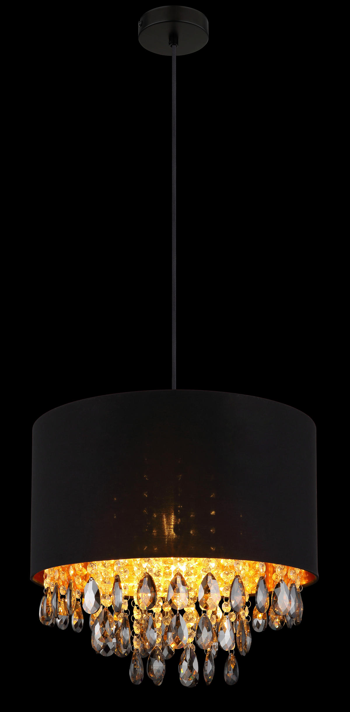 GLOBO Pendelleuchte COLETTA 15776H gold schwarz mattschwarz Kunststoff Metall Textil H/D: ca. 120x40 cm E27 1 Brennstellen COLETTA - gold/schwarz (40,00/120,00cm) - GLOBO