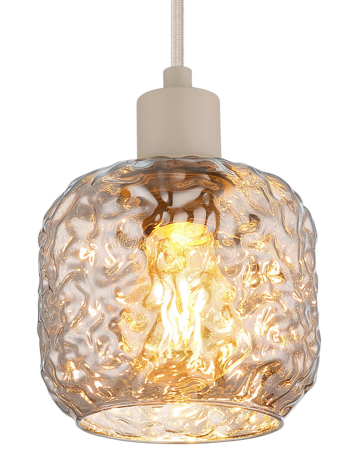 GLOBO Hängeleuchte Rauch beige Glas Metall B/H/L: ca. 18x24x18 cm E27 1 Brennstellen Hängeleuchte-Antonio - beige/Rauch (18,00/18,00/24,00cm) - GLOBO