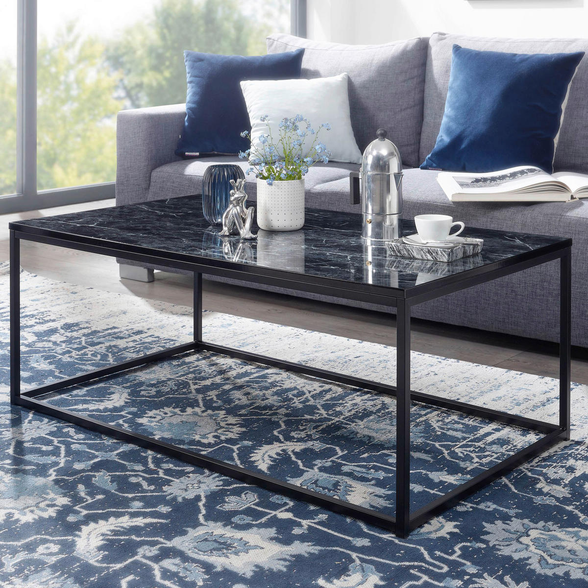 Couchtisch schwarz B/H/T: ca. 60x40x100 cm Couchtisch - schwarz (60,00/40,00/100,00cm) - Wohnling
