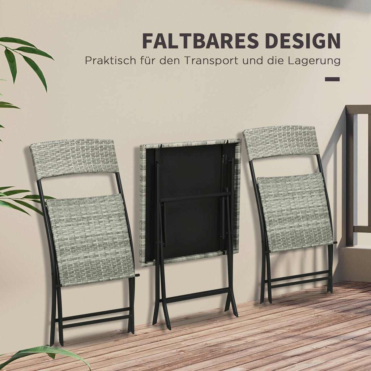Outsunny Sitzgruppe hellgrau Edelstahl B/H/L: ca. 60x60x72 cm Gartenmöbel-Set - hellgrau (72,00/60,00/60,00cm) - Outsunny