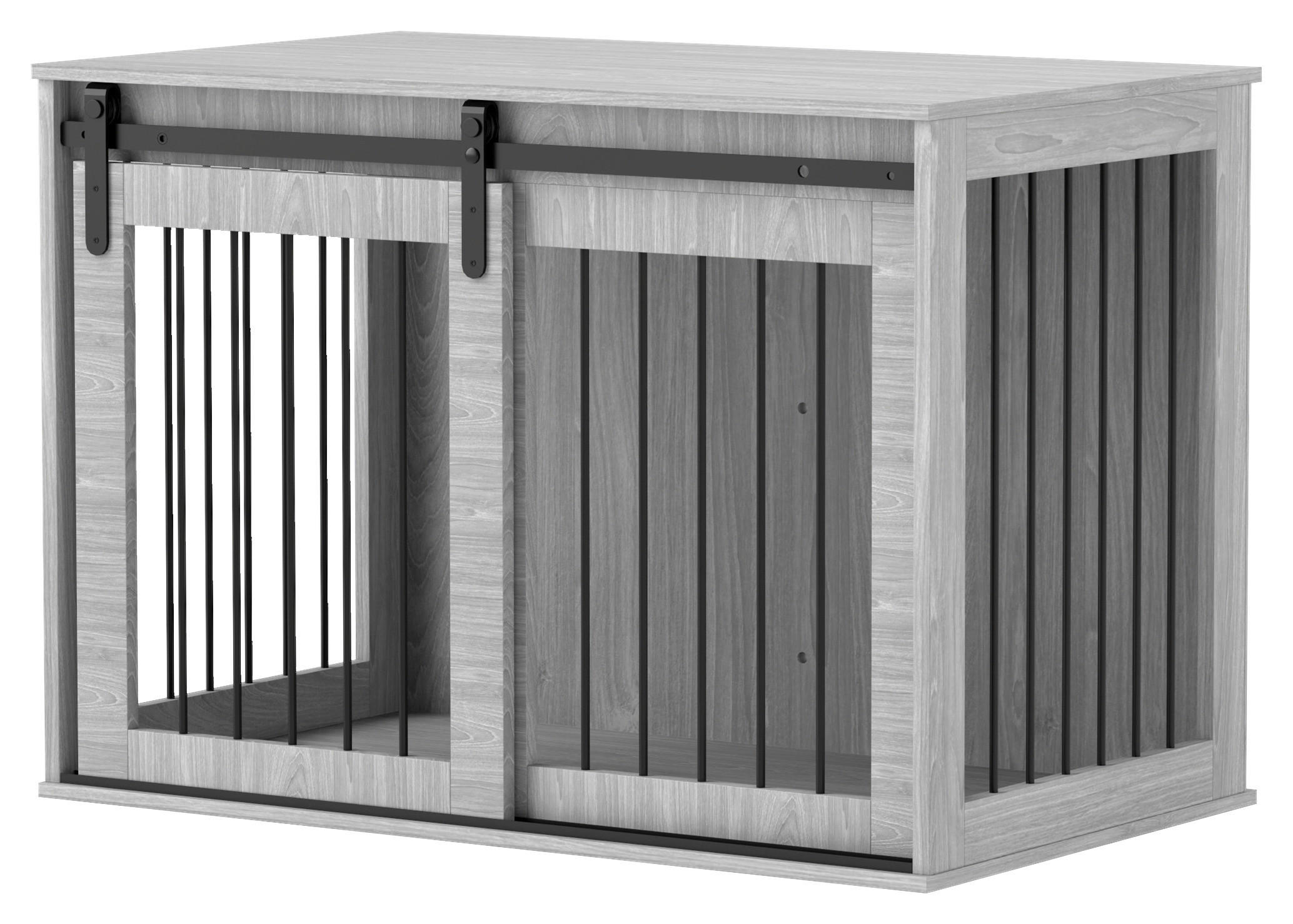 PawHut Hundekäfig grau Spanplatte B/H/L: ca. 58x61x98 cm Hundekäfig - grau (98,00/58,00/61,00cm) - PawHut