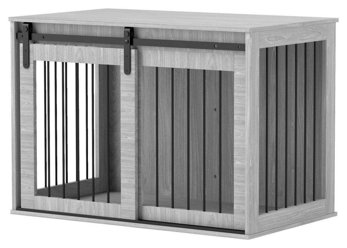 PawHut Hundekäfig grau Spanplatte B/H/L: ca. 58x61x98 cm Hundekäfig - grau (98,00/58,00/61,00cm) - PawHut