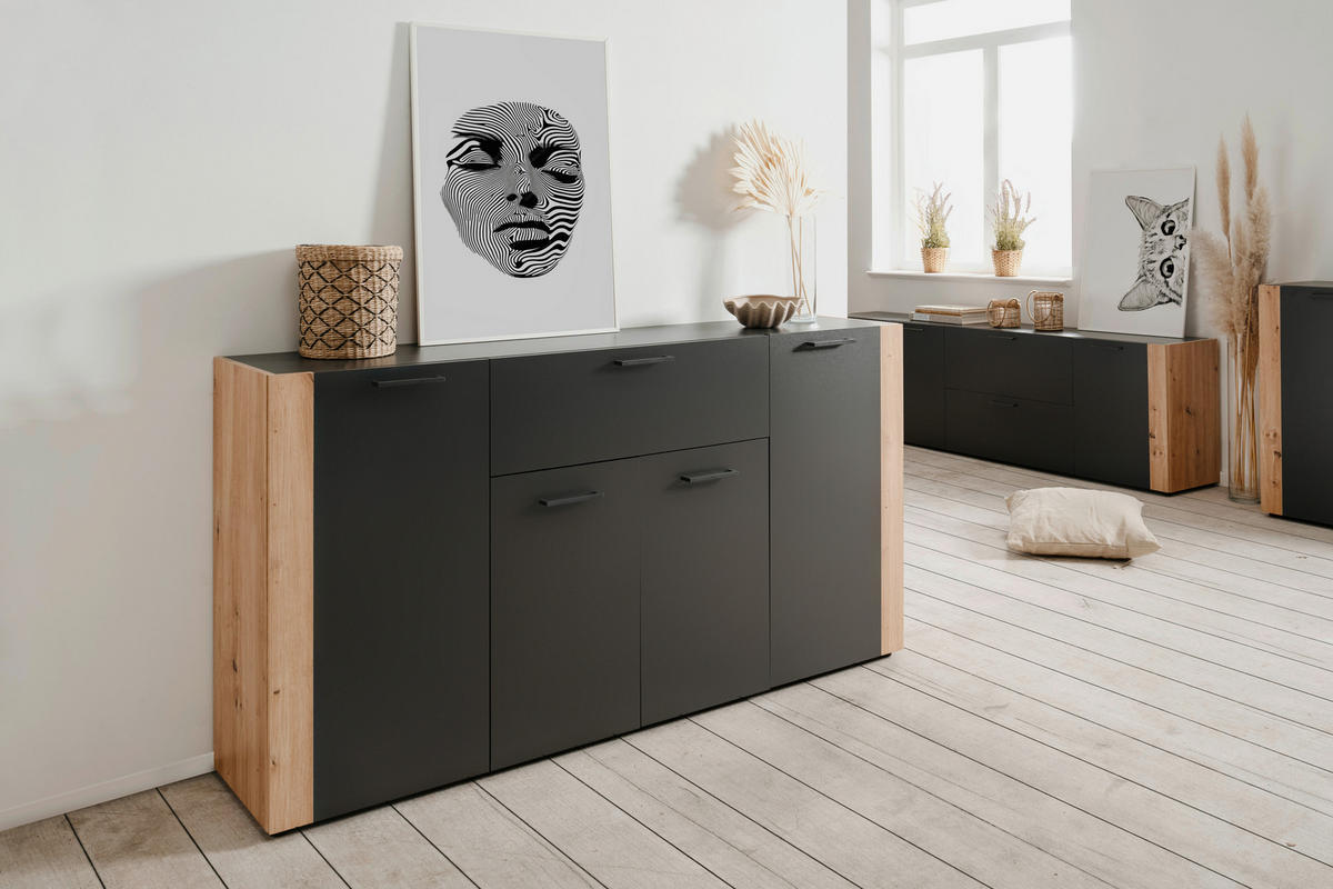 Sideboard Cento anthrazit Eiche Artisan Oak Nachbildung Cento - Eiche/anthrazit