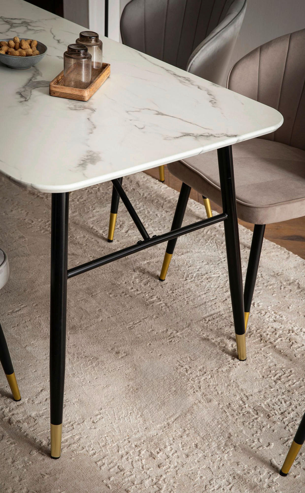 Esstisch weiß Marmor Optik B/H/T: ca. 180x76x90 cm Esstisch - weiß (180,00/76,00/90,00cm) - Wohnling