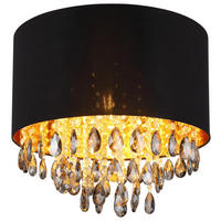 GLOBO Deckenleuchte COLETTA 15776D mattschwarz gold schwarz Metall Kunststoff Textil H/D: ca. 33x40 cm E27 1 Brennstellen COLETTA - gold/schwarz (40,00/33,00cm) - GLOBO