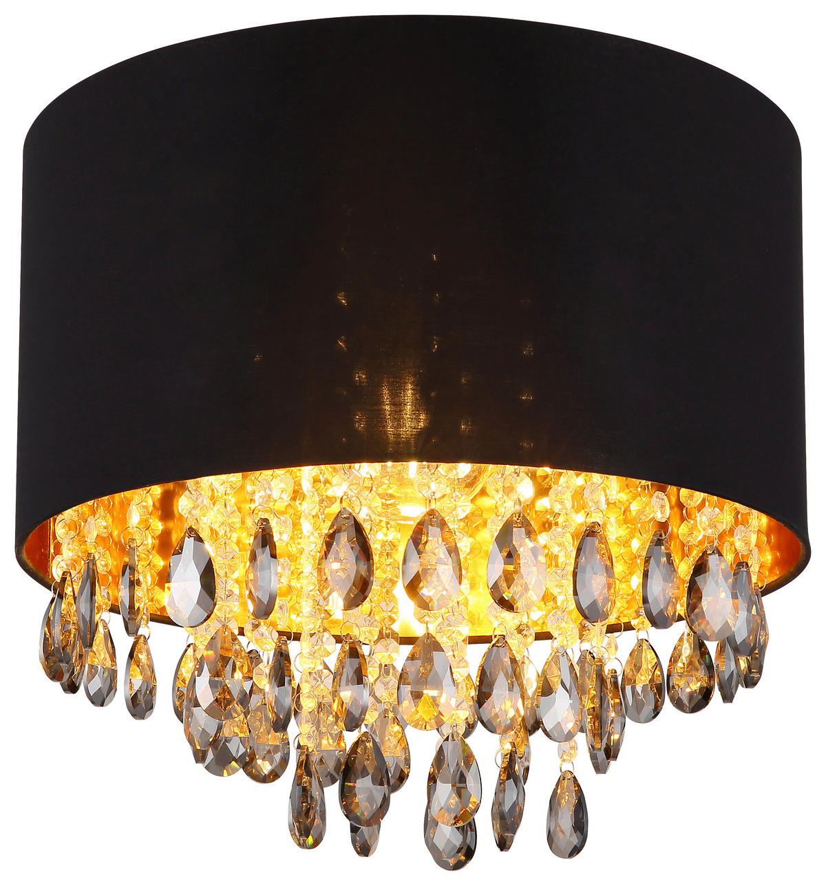 GLOBO Deckenleuchte COLETTA 15776D mattschwarz gold schwarz Metall Kunststoff Textil H/D: ca. 33x40 cm E27 1 Brennstellen COLETTA - gold/schwarz (40,00/33,00cm) - GLOBO