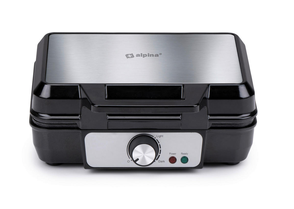 alpina Waffelautomat schwarz Alu B/H/L: ca. 24x10x24 cm Belgisches_Doppel-Waffeleisen - schwarz (24,00/24,00/10,00cm) - alpina
