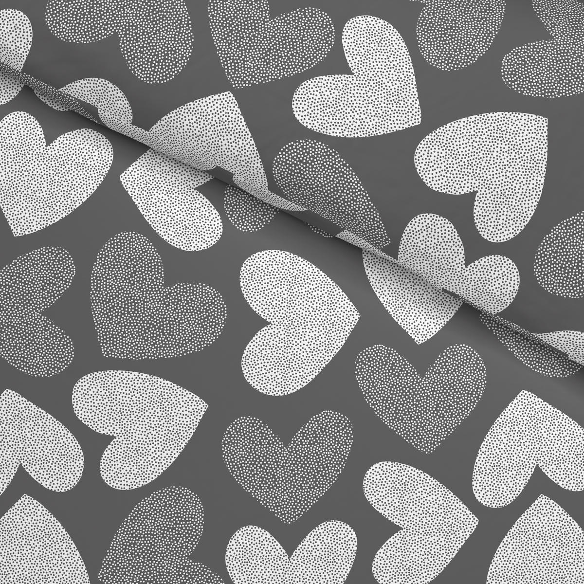 Microfaser Bettwäsche Fleece Bettwäsche_Fleece Herzen 135x200cm - grau (135,00/200,00cm)