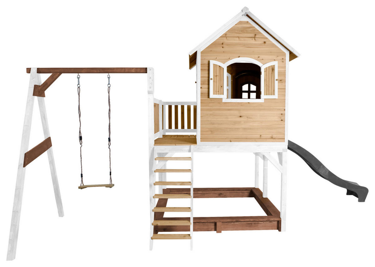 AXI Spielhaus Liam braun B/H/L: ca. 541x291x277 cm Liam - braun/weiß (277,00/541,00/291,00cm) - AXI