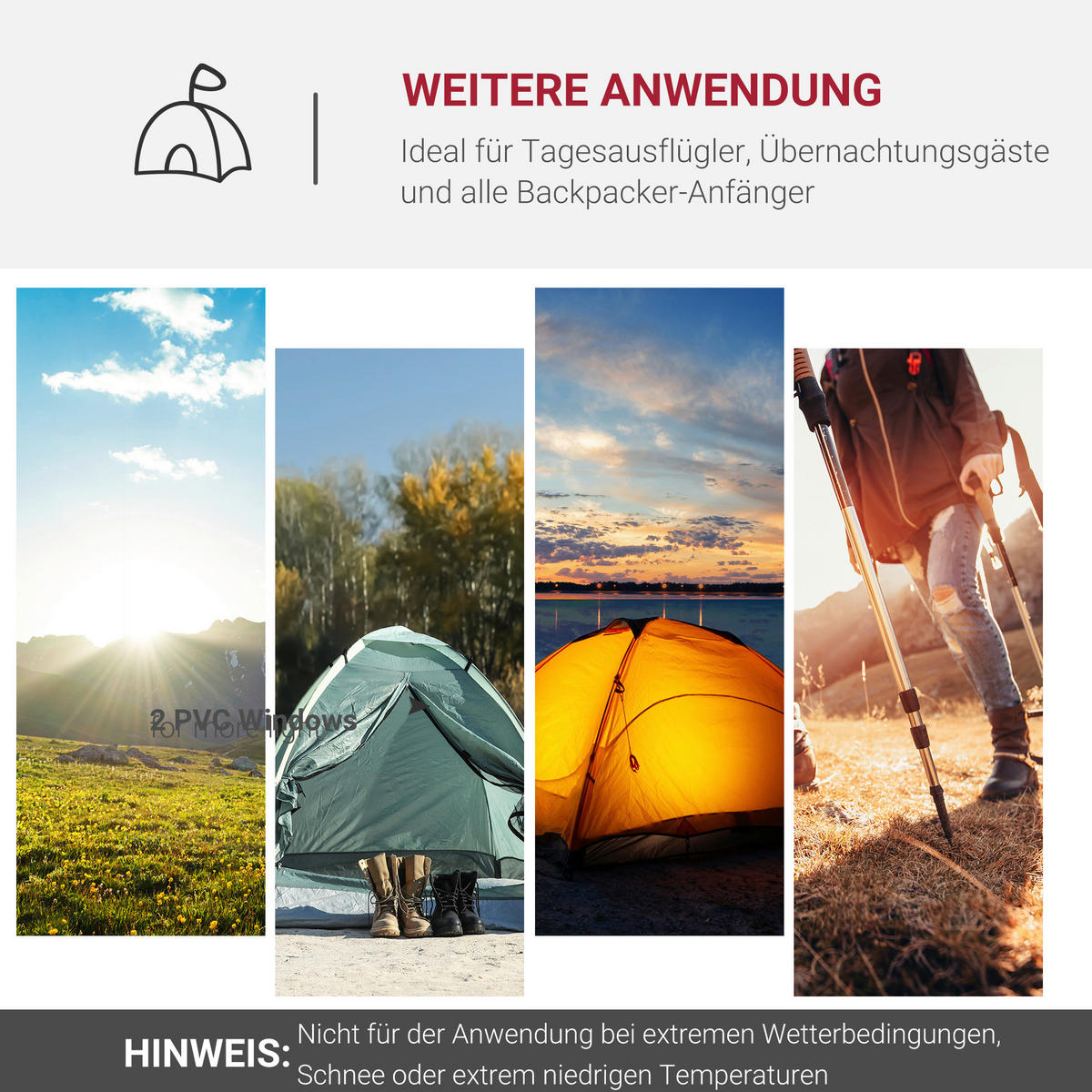 Outsunny Campingartikel B/H/L: ca. 206x426x154 cm Campingzelt - dunkelgrau (154,00/206,00/426,00cm) - Outsunny