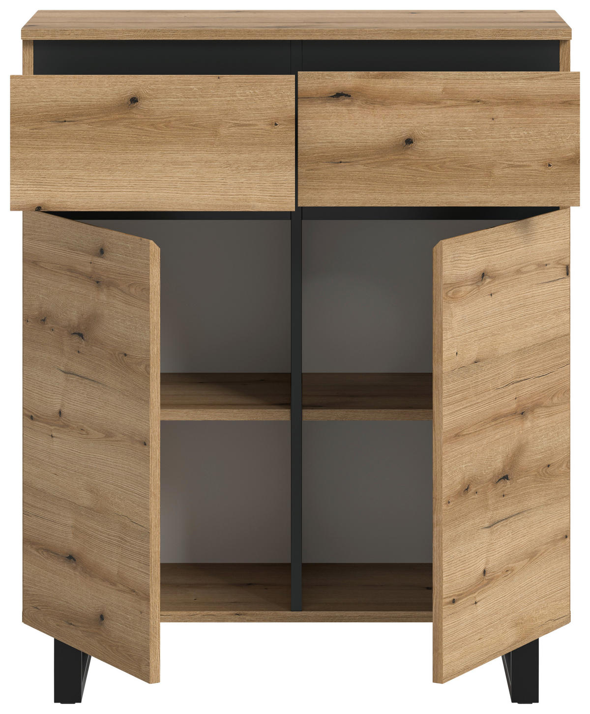Kommode Tomasa Evoke Oak Nachbildung schwarz B/H/T: ca. 80x99x36 cm Tomasa - schwarz (80,00/99,00/36,00cm) - xonox.home