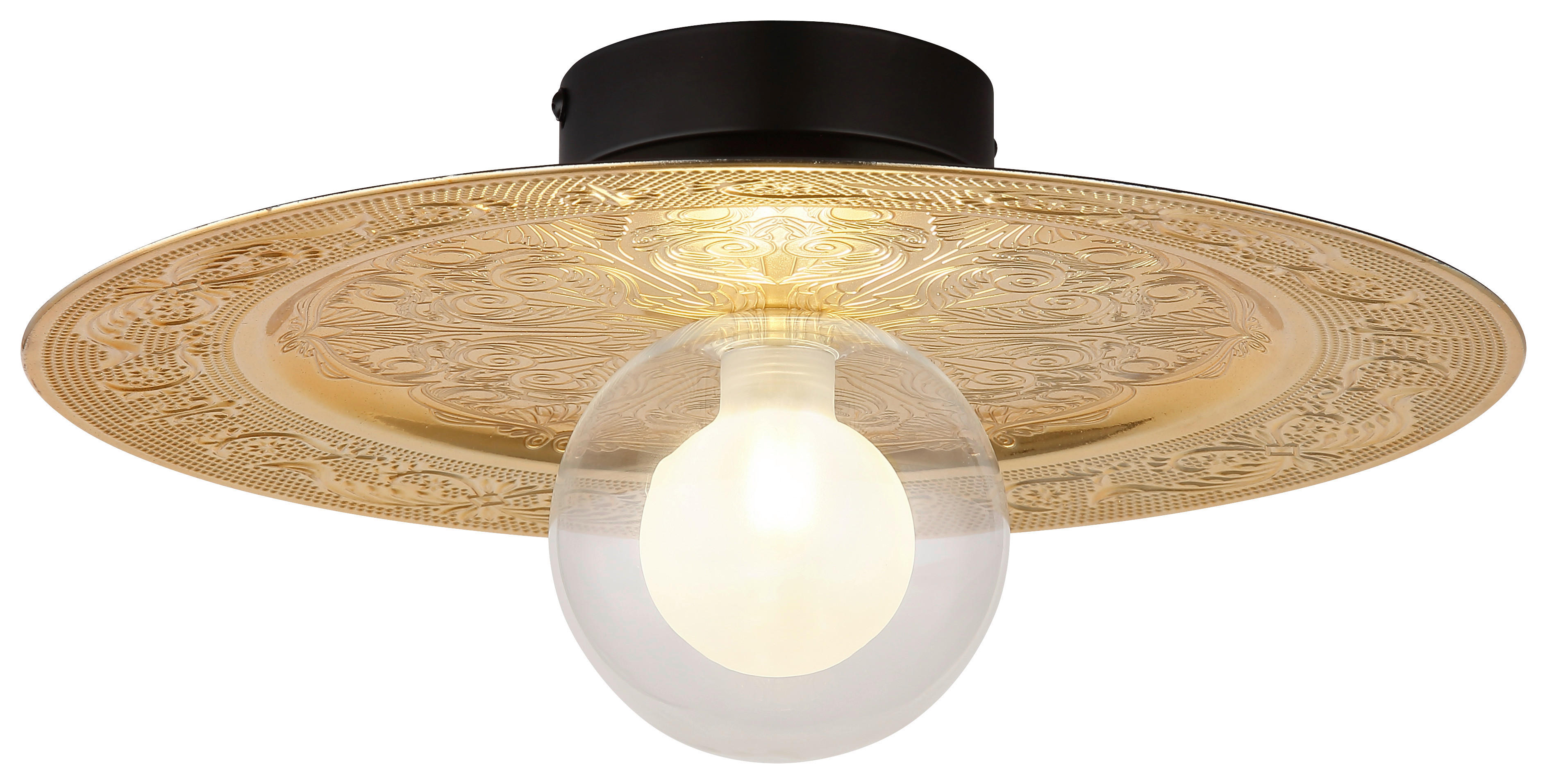 GLOBO LED-Deckenleuchte schwarz gold Metall Kunststoff H/D: ca. 15x33 cm 1 Brennstellen RIGA - gold/schwarz (33,00/15,00cm) - GLOBO