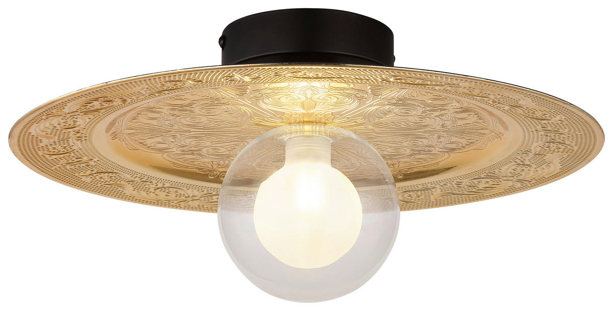 GLOBO LED-Deckenleuchte schwarz gold Metall Kunststoff H/D: ca. 15x33 cm 1 Brennstellen RIGA - gold/schwarz (33,00/15,00cm) - GLOBO