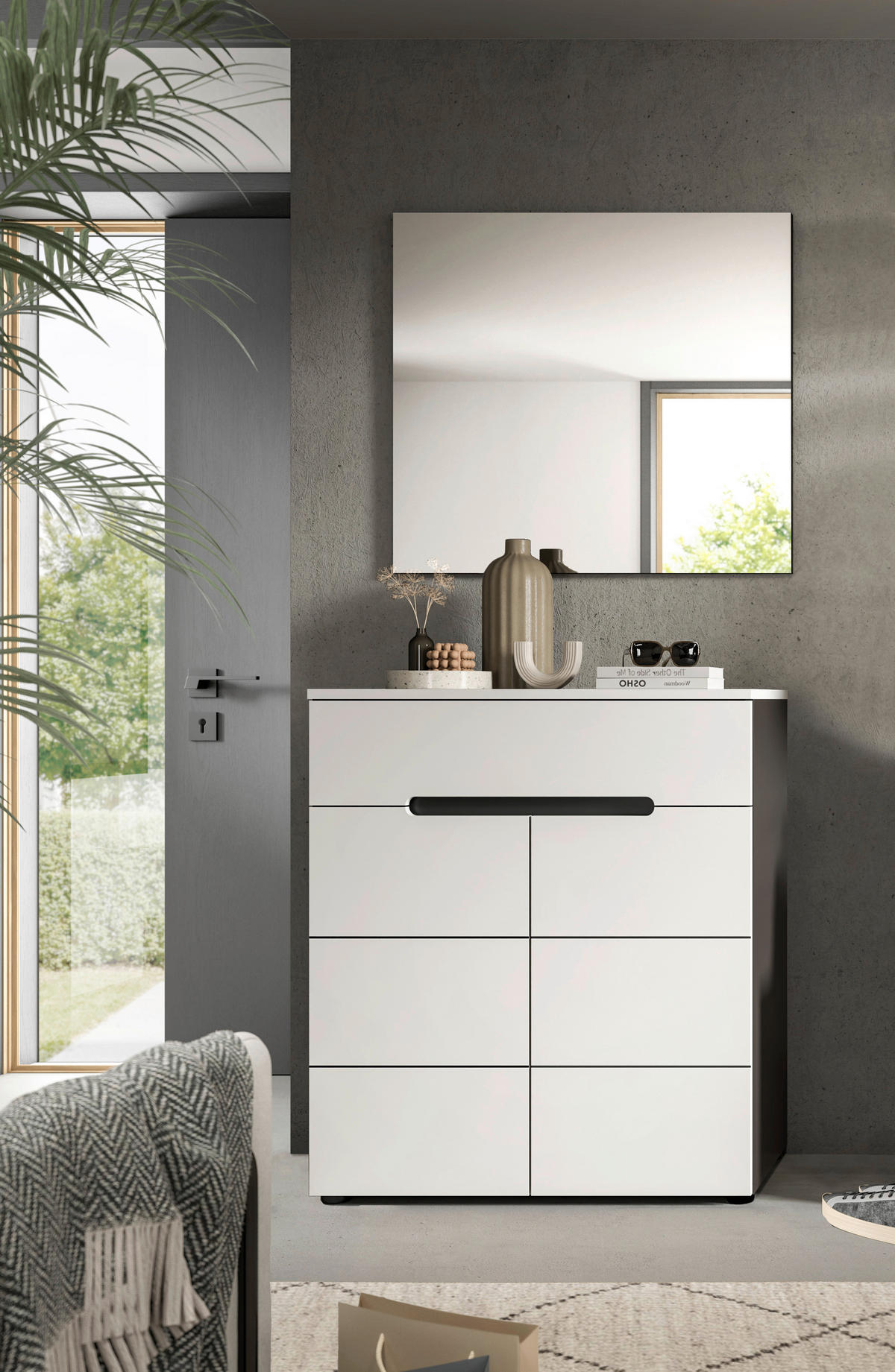 Garderobe Canu basaltgrau Nachbildung weiß B/H/T: ca. 80x190x37 cm Canu - weiß/basaltgrau (80,00/190,00/37,00cm) - xonox.home