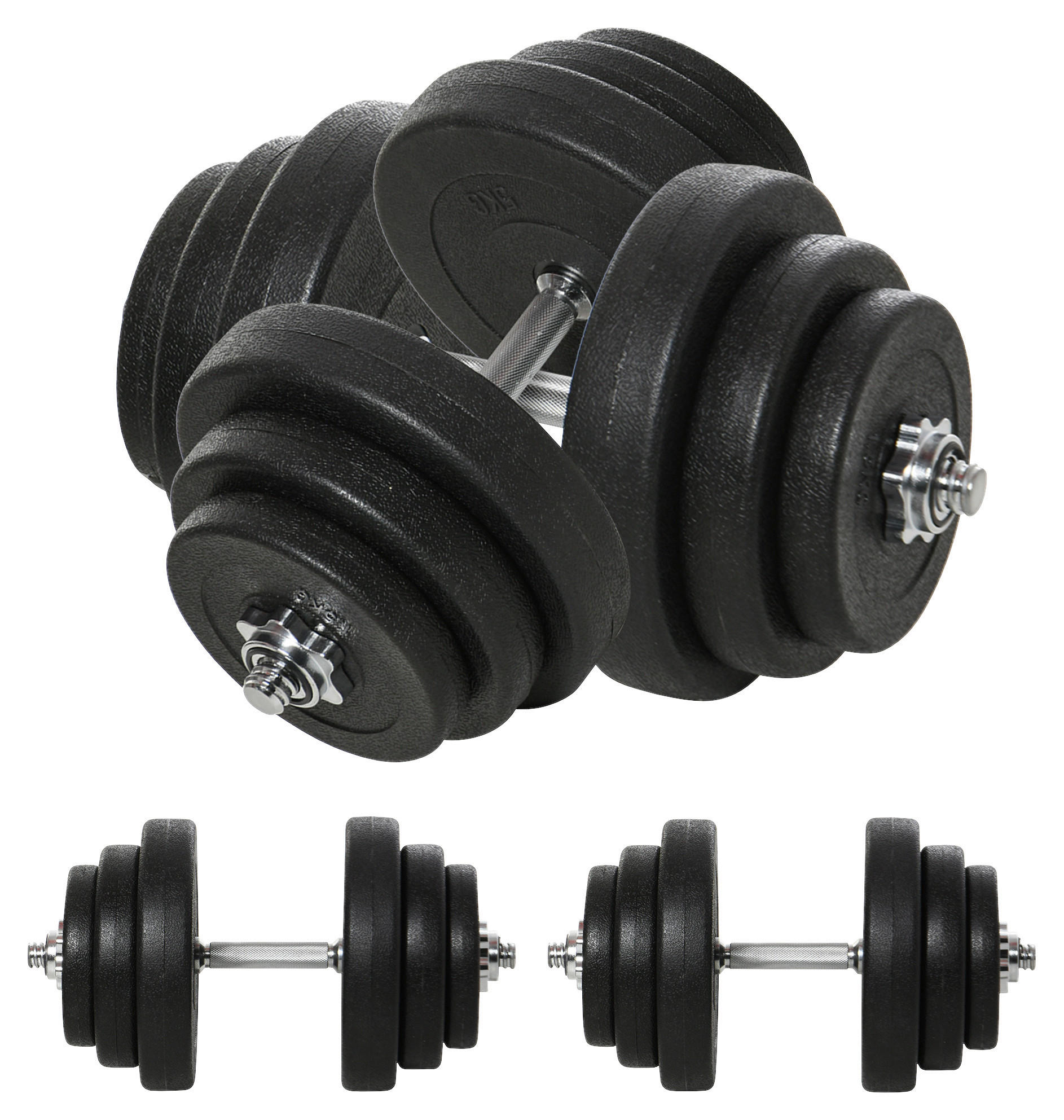 HOMCOM Hantel-Set schwarz Edelstahl B/H/L: ca. 24,5x24,5x45 cm Kurzhantel-Set - schwarz (45,00/24,50/24,50cm) - HOMCOM