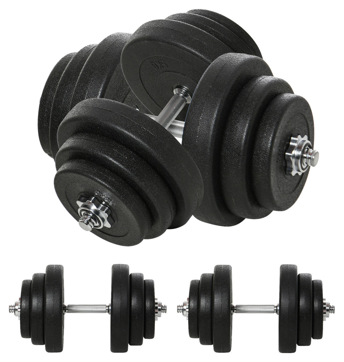 HOMCOM Hantel-Set schwarz Edelstahl B/H/L: ca. 24,5x24,5x45 cm Kurzhantel-Set - schwarz (45,00/24,50/24,50cm) - HOMCOM
