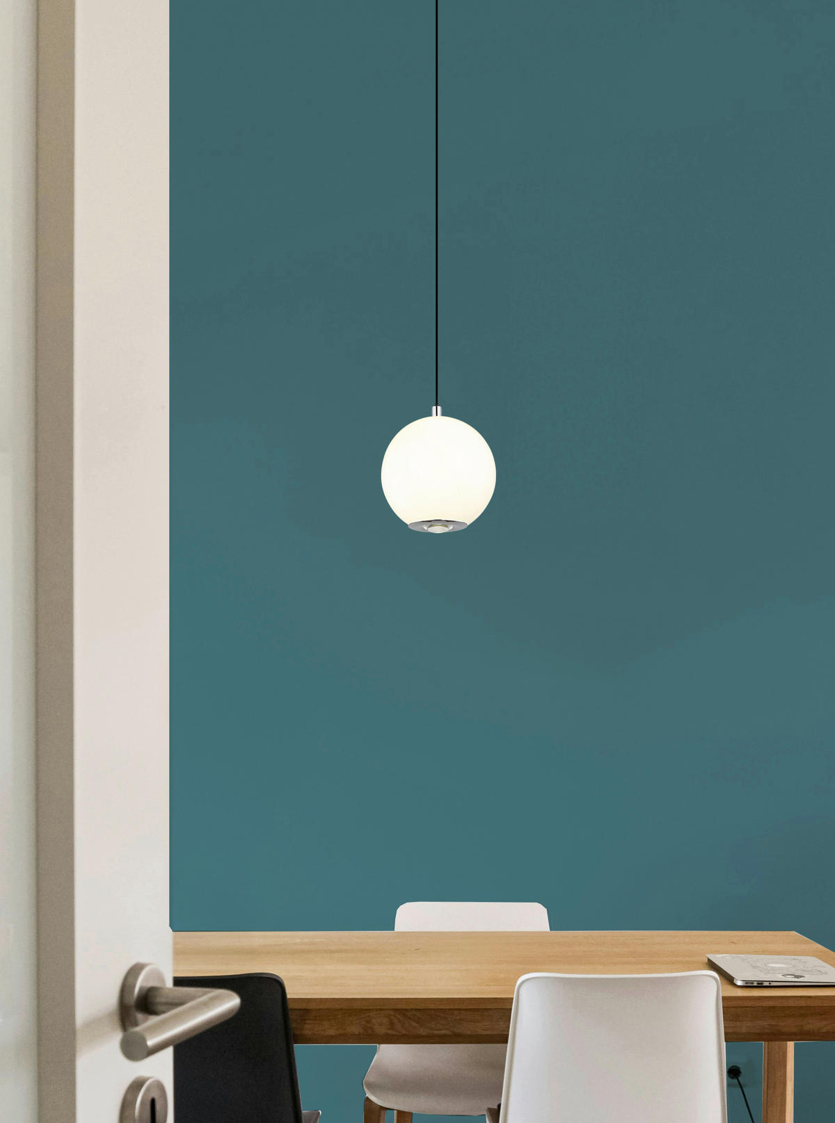 GLOBO Pendelleuchte Opal grau Metall Glas H/D: ca. 180x15 cm 1.0 Brennstellen Simmons - Opal/grau (15,00/180,00cm) - GLOBO