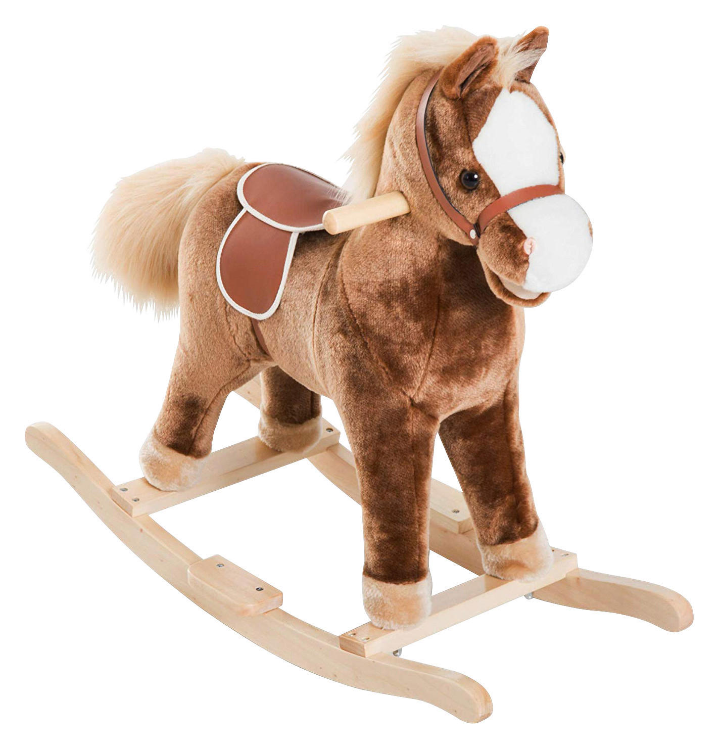 HOMCOM Kinder-Schaukelpferd B/H/L: ca. 33x62x74 cm Plüsch-Schaukelpferd_für_Kinder - braun (74,00/33,00/62,00cm) - HOMCOM