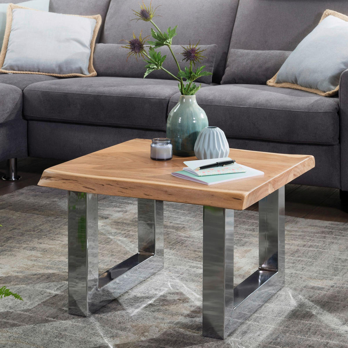 Couchtisch  B/H/T: ca. 58x40x60 cm Couchtisch - braun (58,00/40,00/60,00cm) - Wohnling