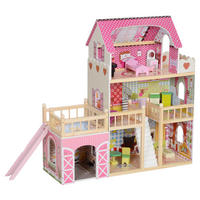 AIYAPLAY Puppenhaus rosa Kiefer B/H/L: ca. 32x92,1x114,5 cm Puppenhaus - rosa (114,50/32,00/92,10cm) - AIYAPLAY
