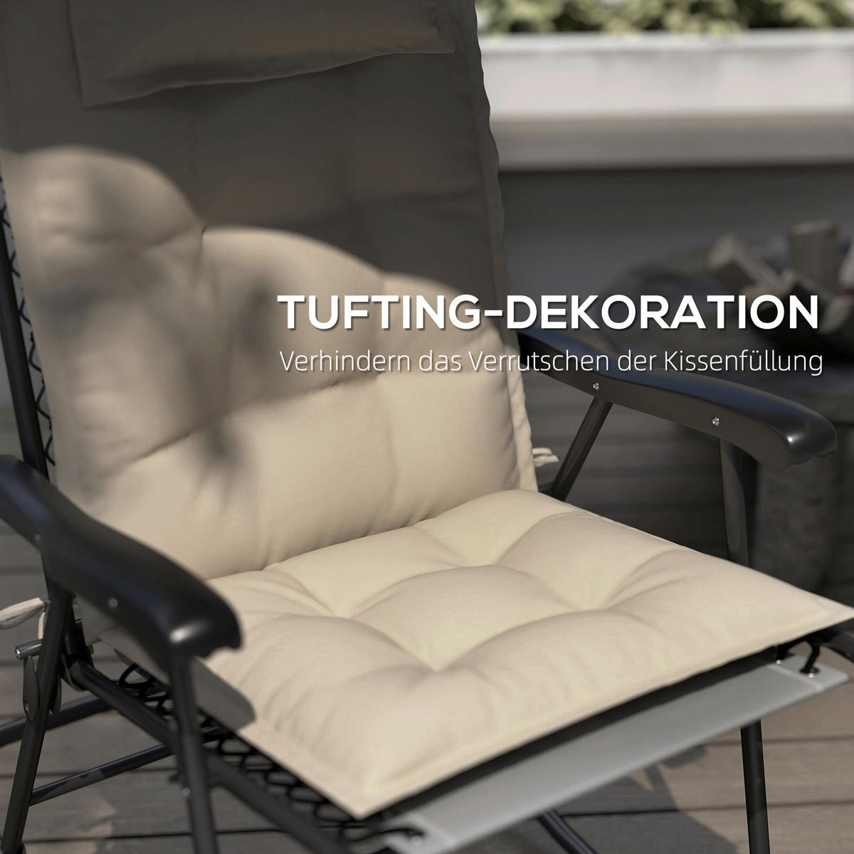 Outsunny Liegenauflage 2er Set beige Polyester B/H/L: ca. 50x5x116 cm Liegenauflage 2er Set - beige (116,00/50,00/5,00cm) - Outsunny