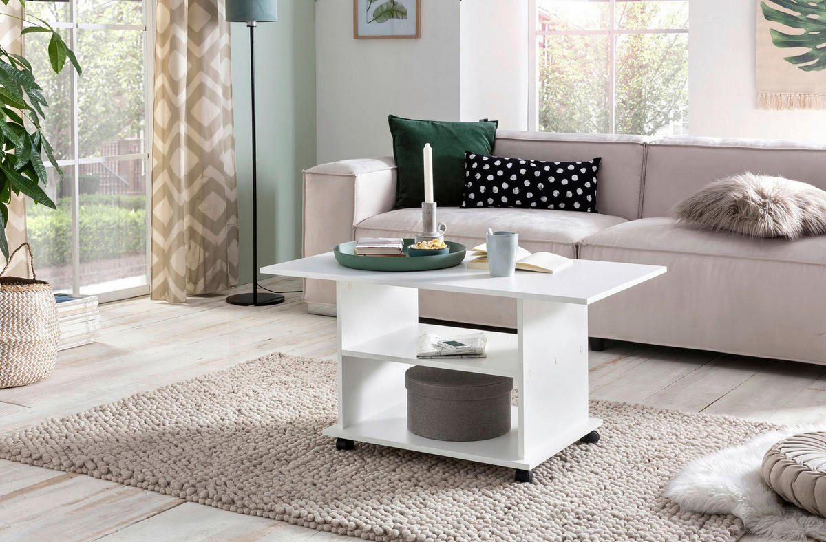 Couchtisch weiß B/H/T: ca. 95x51x54 cm Couchtisch - weiß (95,00/51,00/54,00cm) - Wohnling