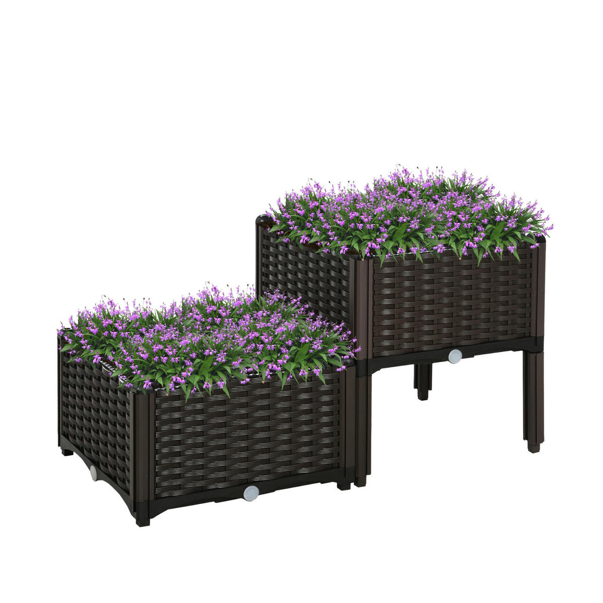 Outsunny Hochbeet B/H/L: ca. 40x44x40 cm 2-teiliges Hochbeet 845-290V01 - dunkelbraun (40,00/40,00/44,00cm) - Outsunny