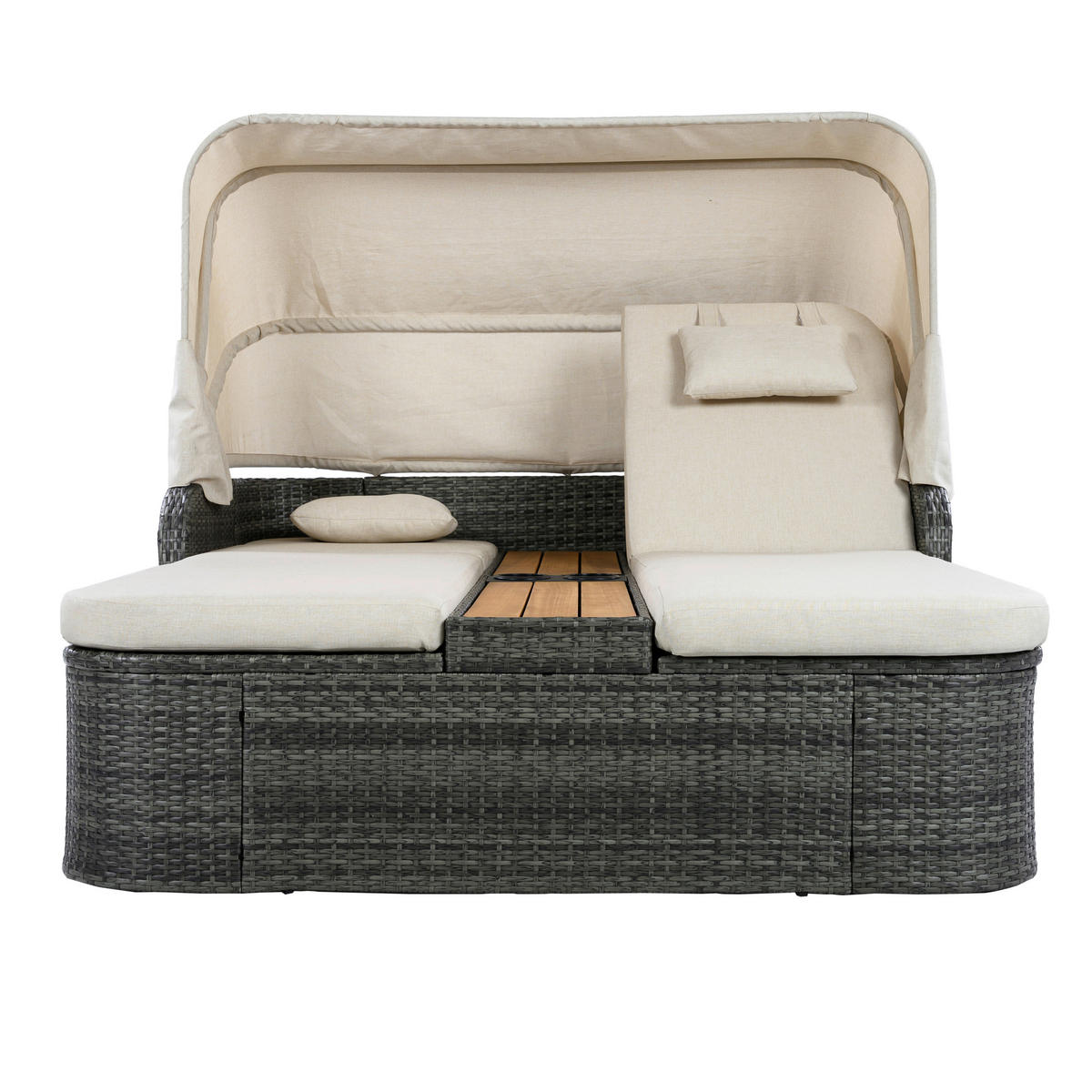 POCOline Gartenliege beige Stahl Doppel-Sonnenliege - beige/grau - POCOline