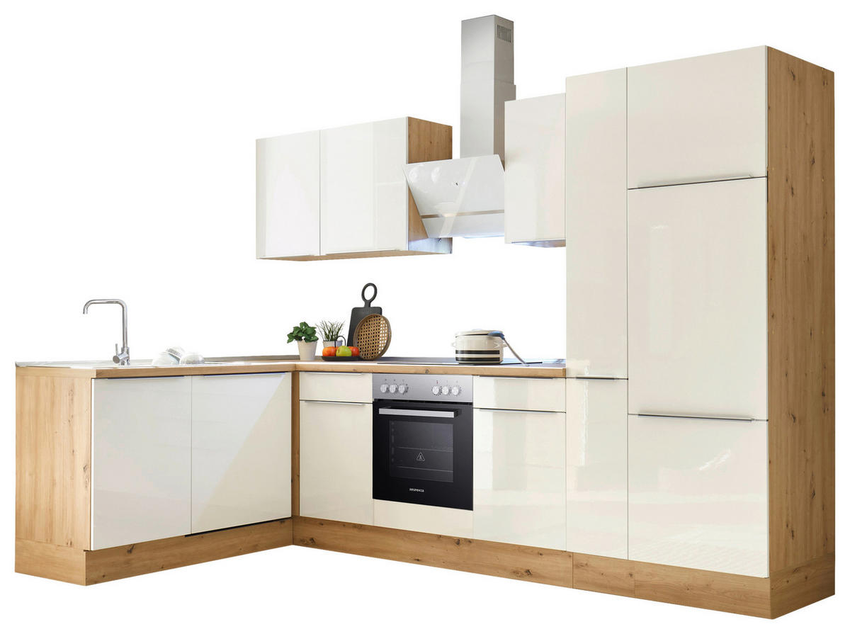 Respekta Winkelküche Marleen weiß Hochglanz B/H/T: ca. 310x211x170 cm Marleen - Eiche/weiß (310,00/211,00/170,00cm) - Respekta