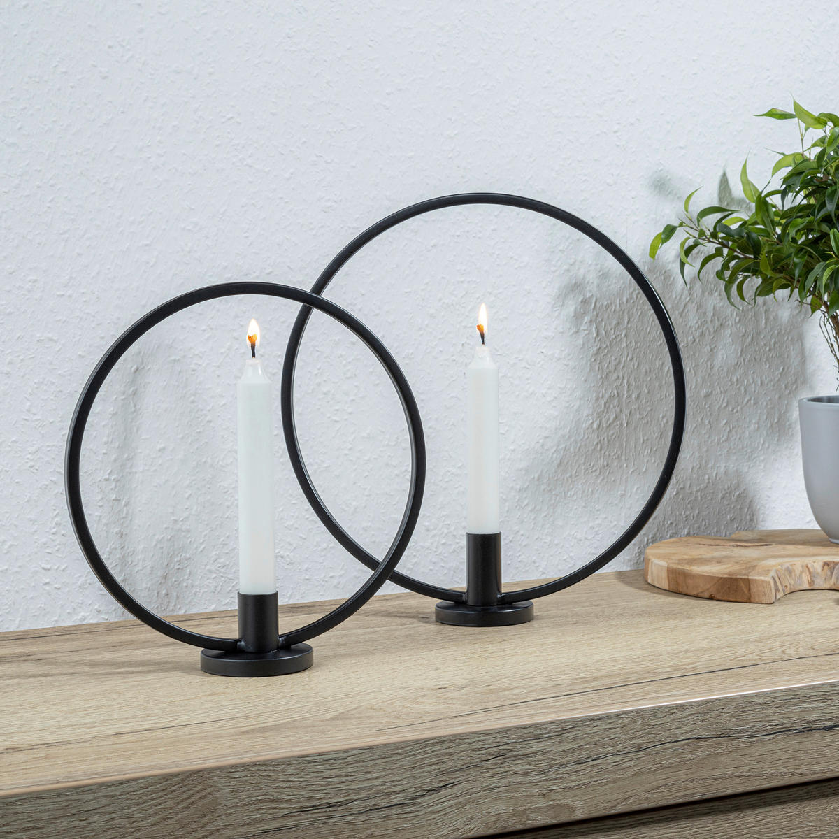 HI Kerzenhalter schwarz Metall Kerzenhalter_Ring_2erSet - schwarz - HI