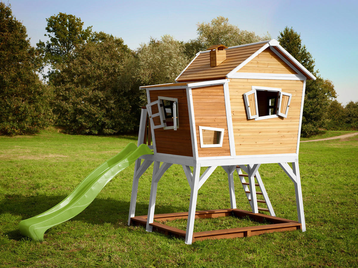 AXI Spielhaus Max braun B/H/L: ca. 432x288x193 cm Max - braun/weiß (193,00/432,00/288,00cm) - AXI