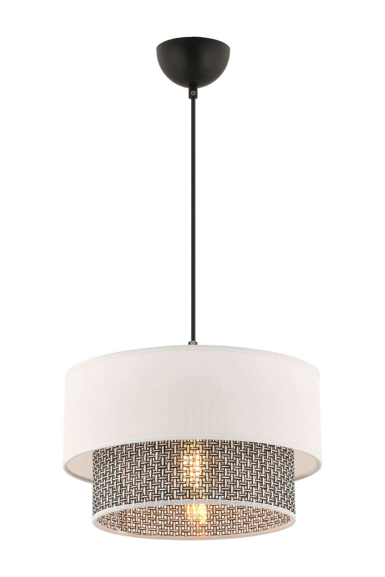 Opviq Pendelleuchte Echo grau weiß Baumwolle B/H/T/L/D: ca. 30x65x30x30x30 cm E27 1 Brennstellen Echo - weiß/grau (30,00/30,00/65,00cm) - Opviq