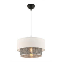 Opviq Pendelleuchte Echo grau weiß Baumwolle B/H/T/L/D: ca. 30x65x30x30x30 cm E27 1 Brennstellen Echo - weiß/grau (30,00/30,00/65,00cm) - Opviq