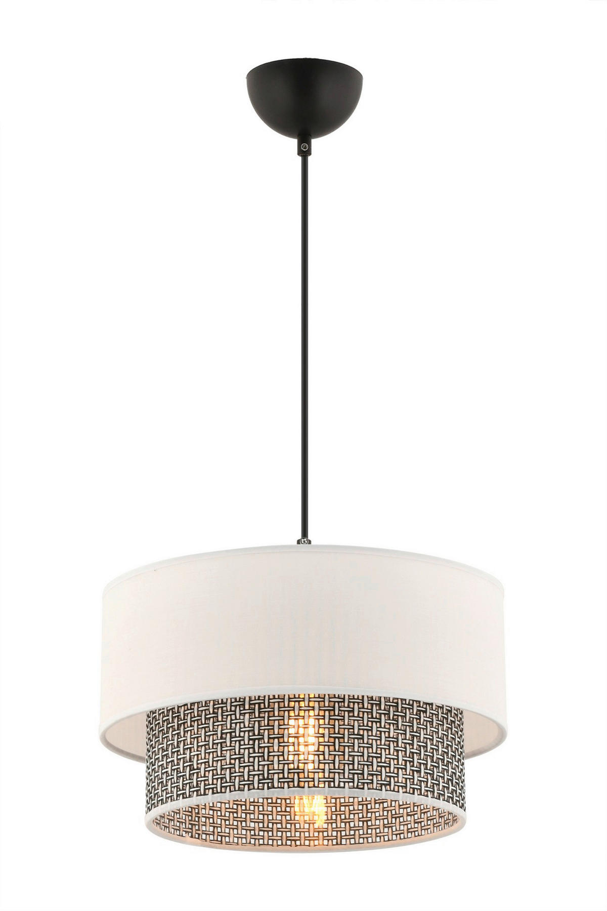 Opviq Pendelleuchte Echo grau weiß Baumwolle B/H/T/L/D: ca. 30x65x30x30x30 cm E27 1 Brennstellen Echo - weiß/grau (30,00/30,00/65,00cm) - Opviq