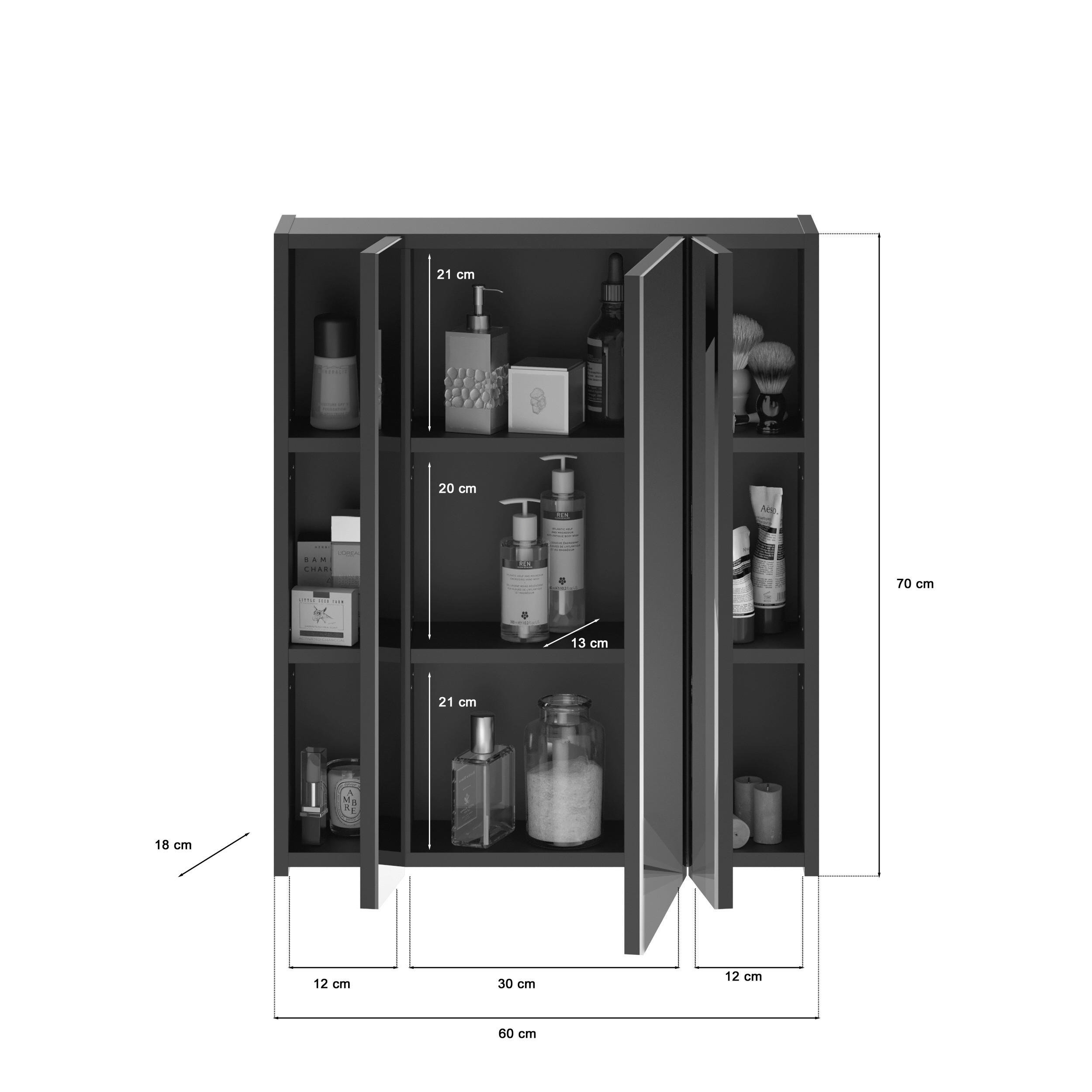 Badezimmer-Set LINUS schwarz schwarz Hochglanz B/H/T: ca. 60x182x34 cm LINUS - schwarz (60,00/182,00/34,00cm) - xonox.home