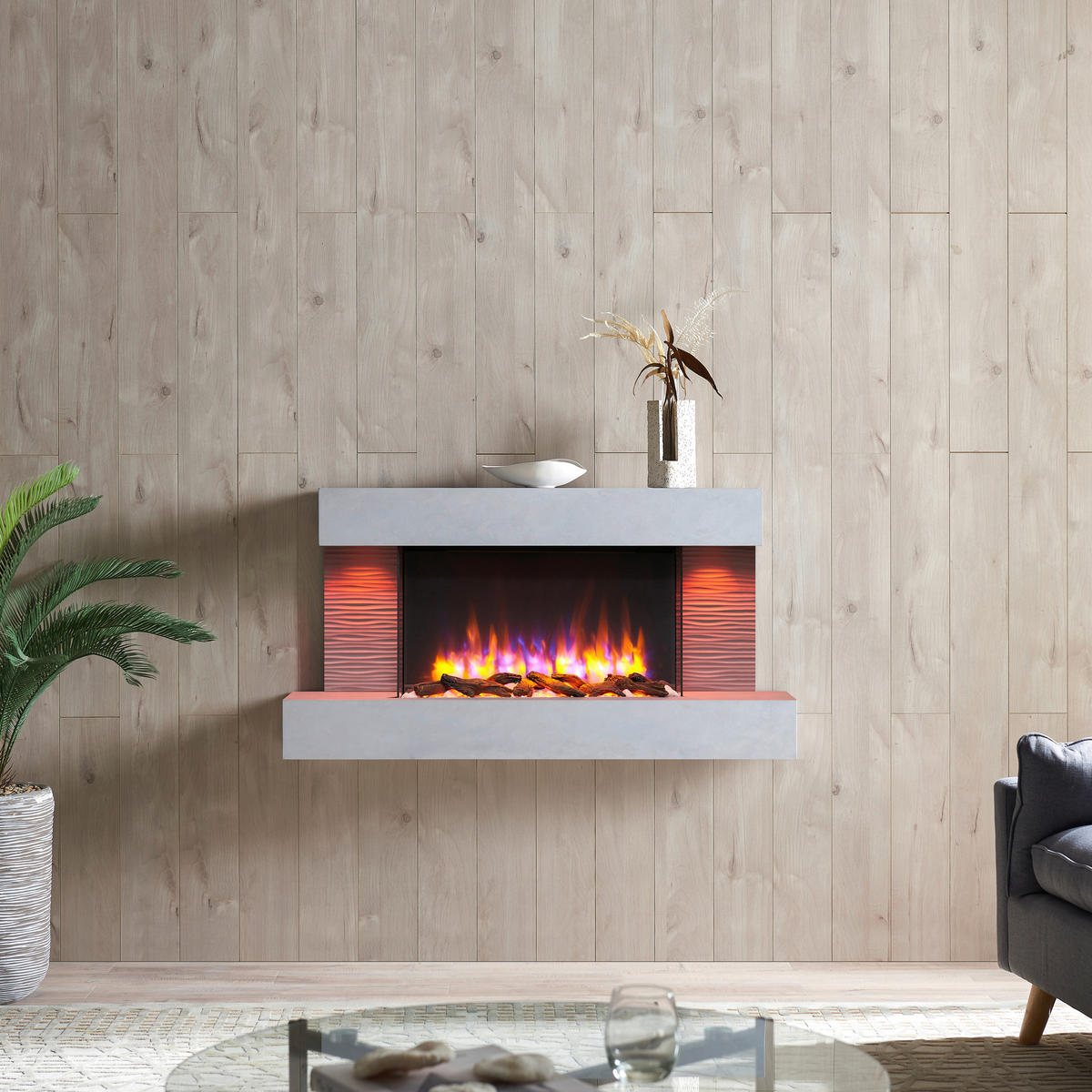 Balderia Wandkamin weiß MDF B/H/T: ca. 120x632x24 cm Elekt.-Kamin Aieda EF279A-MT279D - weiß (120,00/632,00/24,00cm) - Balderia