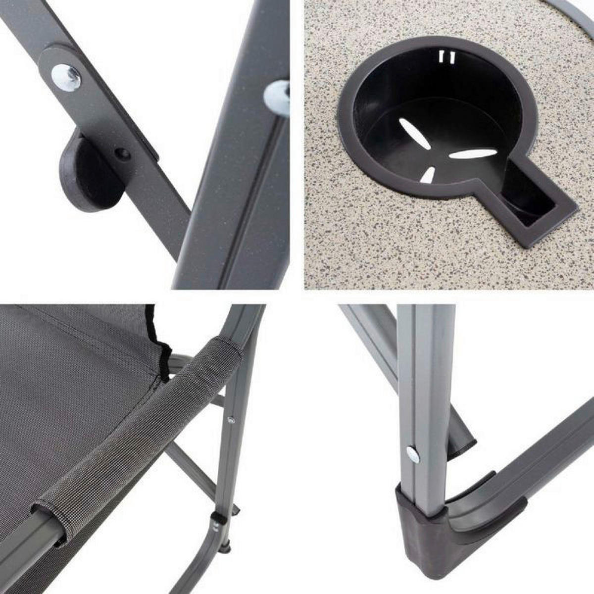 VCM Campingstuhl 2er Set grau Aluminium B/H/T: ca. 59x87x51 cm 2er Set - braun/weiß (59,00/87,00/51,00cm) - VCM