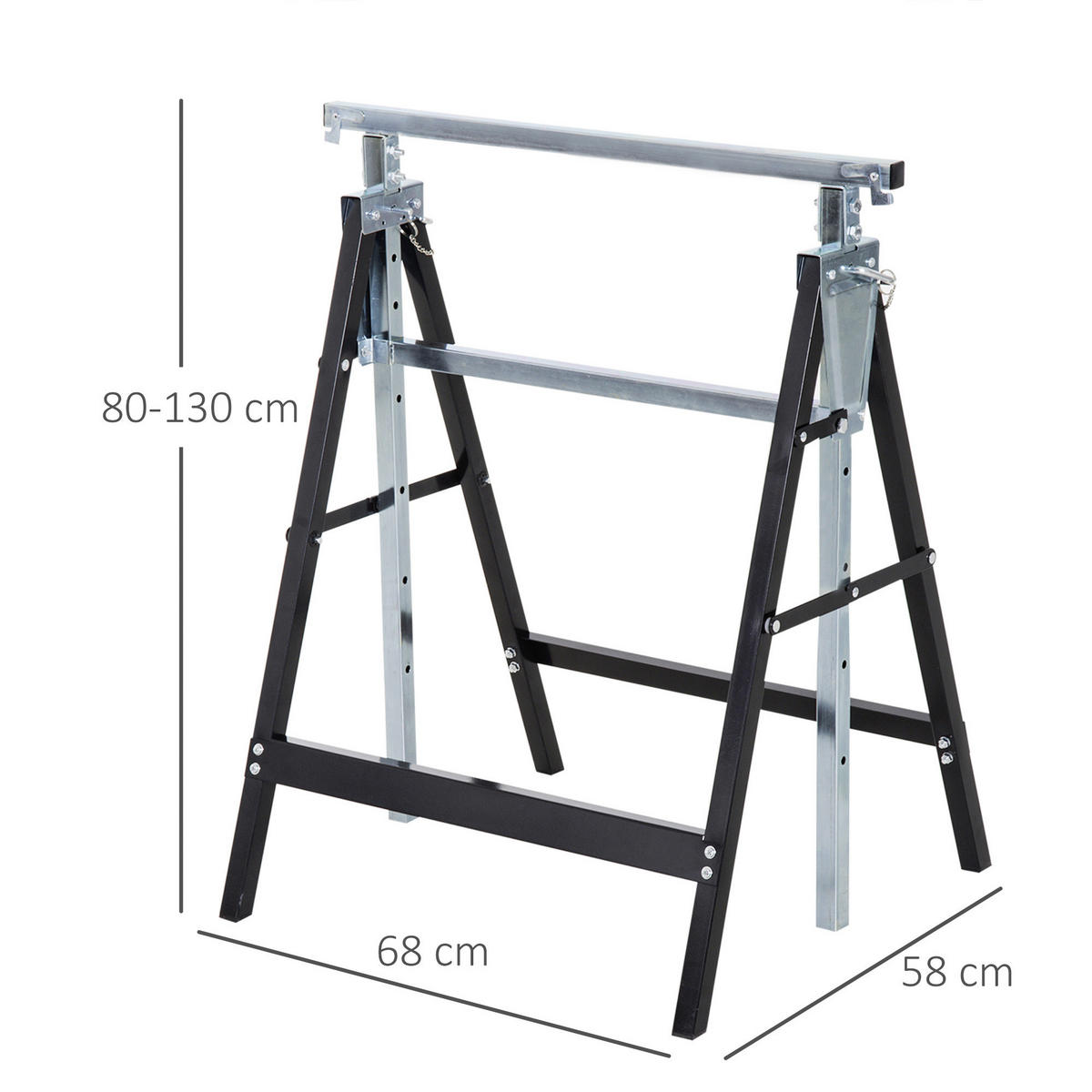 HOMCOM Gerüstbock im 2er Set B/H/L: ca. 58x130x68 cm Gerüstbock B40-015 - schwarz (68,00/58,00/130,00cm) - HOMCOM