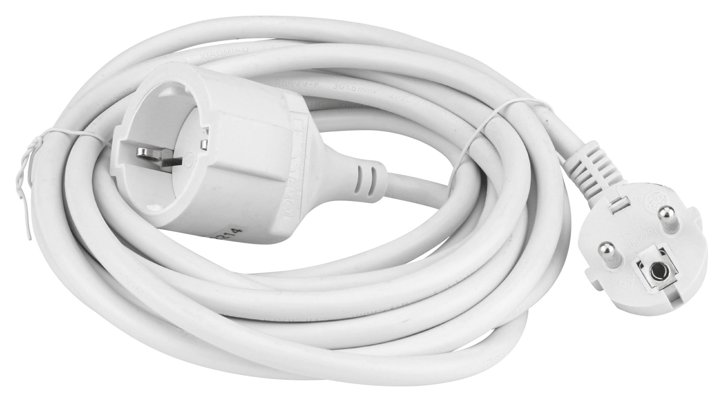 UniTec Verlängerungskabel weiß L: ca. 500 cm ca. 250 V Schuko-Verlängerung 5m/w - weiß (500,00cm) - UniTec