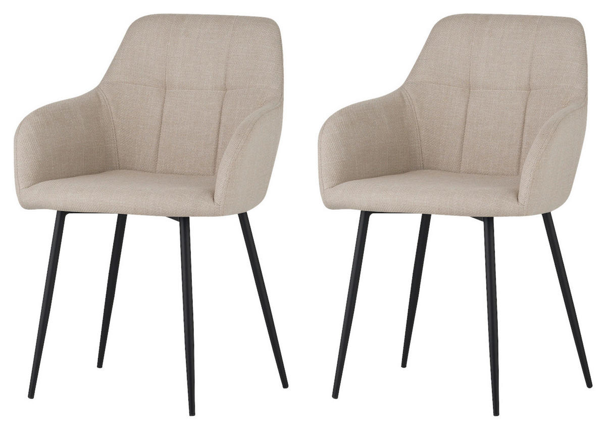 Armlehnstuhl Maria, 2er-Set beige Microfaser Webstoff B/H/T: ca. 55x84x61 cm Maria, 2er-Set - beige (55,00/84,00/61,00cm) - Hela