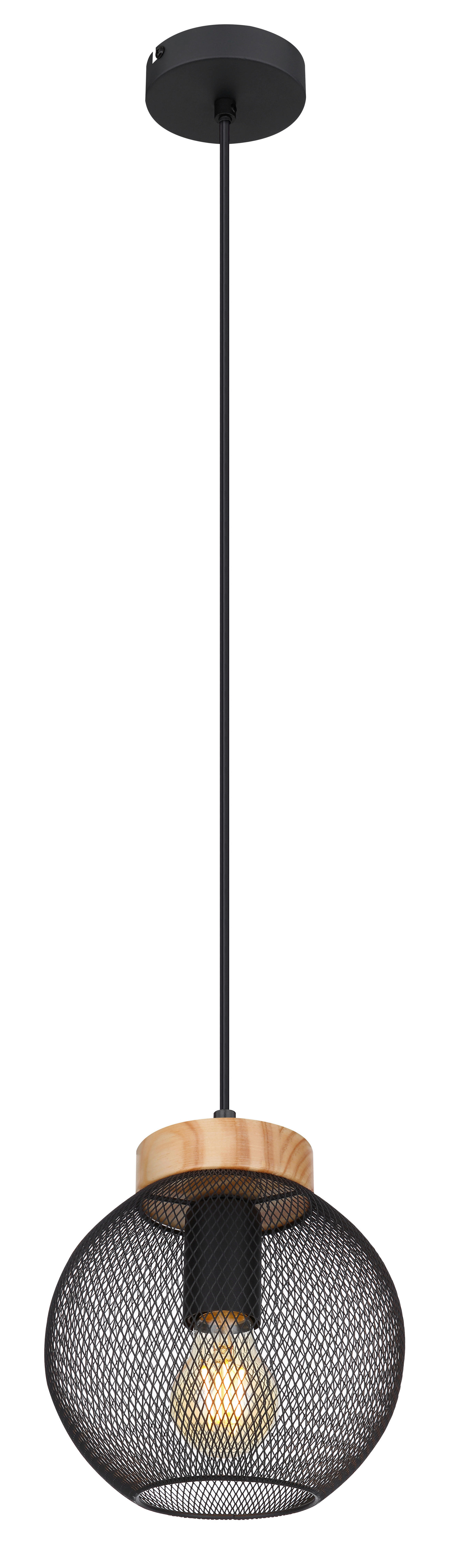 GLOBO Pendelleuchte Pablo 15663H schwarz natur Metall Holz H/D: ca. 120x20 cm E27 1 Brennstellen Pendelleuchte_Pablo 1flg. - natur/schwarz (20,00/120,00cm) - GLOBO