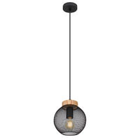 GLOBO Pendelleuchte Pablo 15663H schwarz natur Metall Holz H/D: ca. 120x20 cm E27 1 Brennstellen Pendelleuchte_Pablo 1flg. - natur/schwarz (20,00/120,00cm) - GLOBO