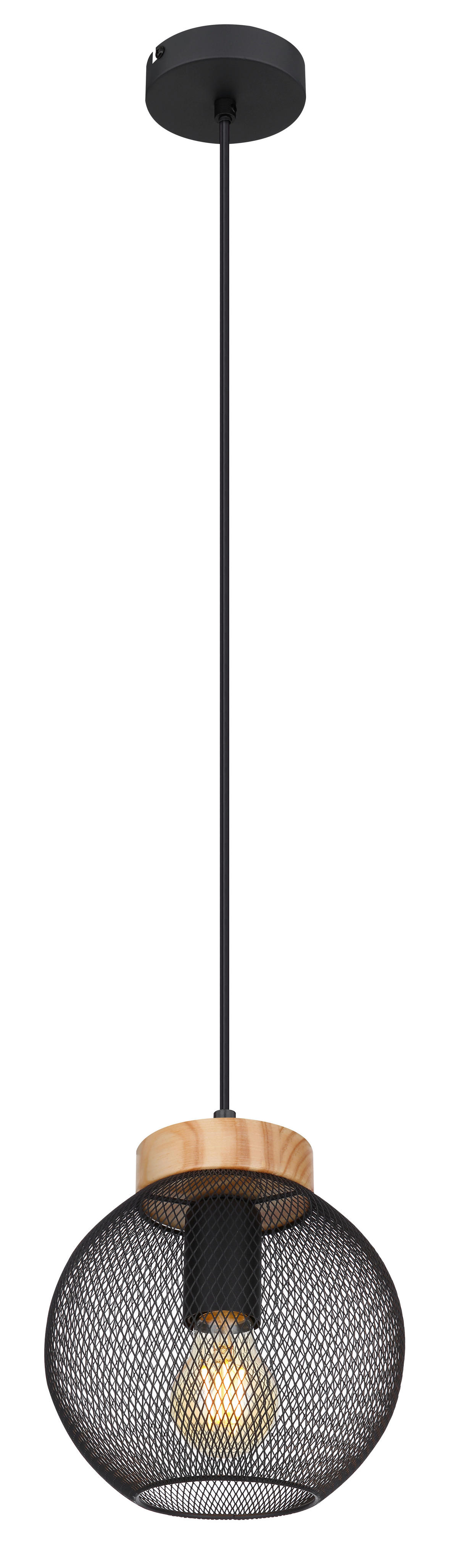 GLOBO Pendelleuchte Pablo 15663H schwarz natur Metall Holz H/D: ca. 120x20 cm E27 1 Brennstellen Pendelleuchte_Pablo 1flg. - natur/schwarz (20,00/120,00cm) - GLOBO