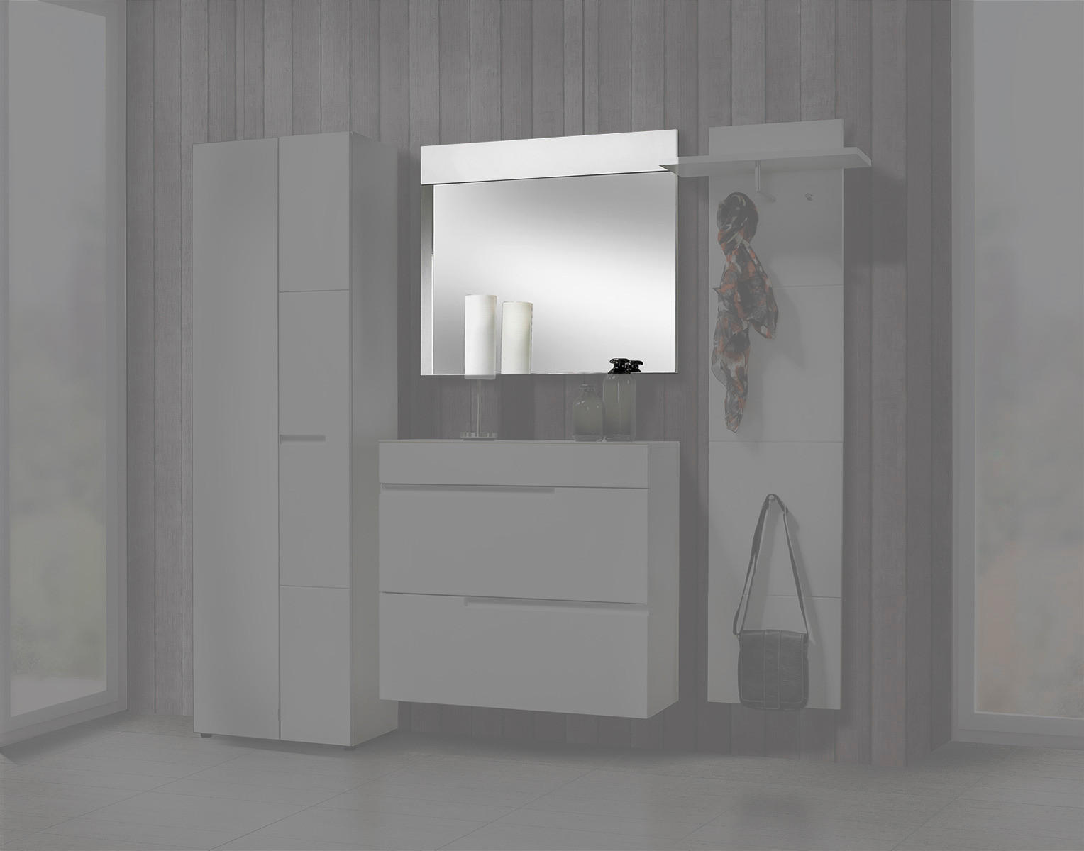 Wandspiegel Mailand weiß Hochglanz B/H: ca. 90x78 cm Mailand - weiß (90,00/78,00cm)