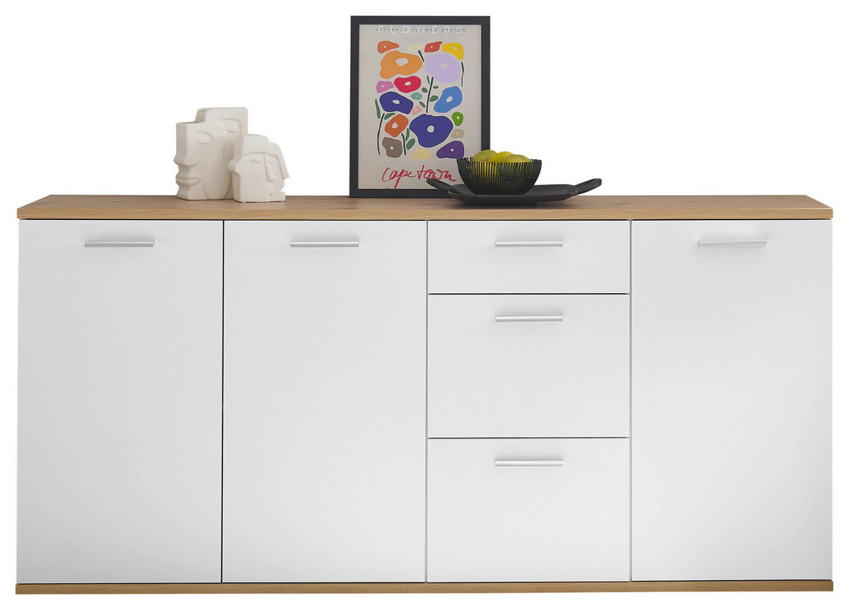 Sideboard BC 1035 weiß Eiche Artisan Nachbildung B/H/T: ca. 180x86x38 cm BC 1035 - Eiche/weiß (180,00/86,00/38,00cm)