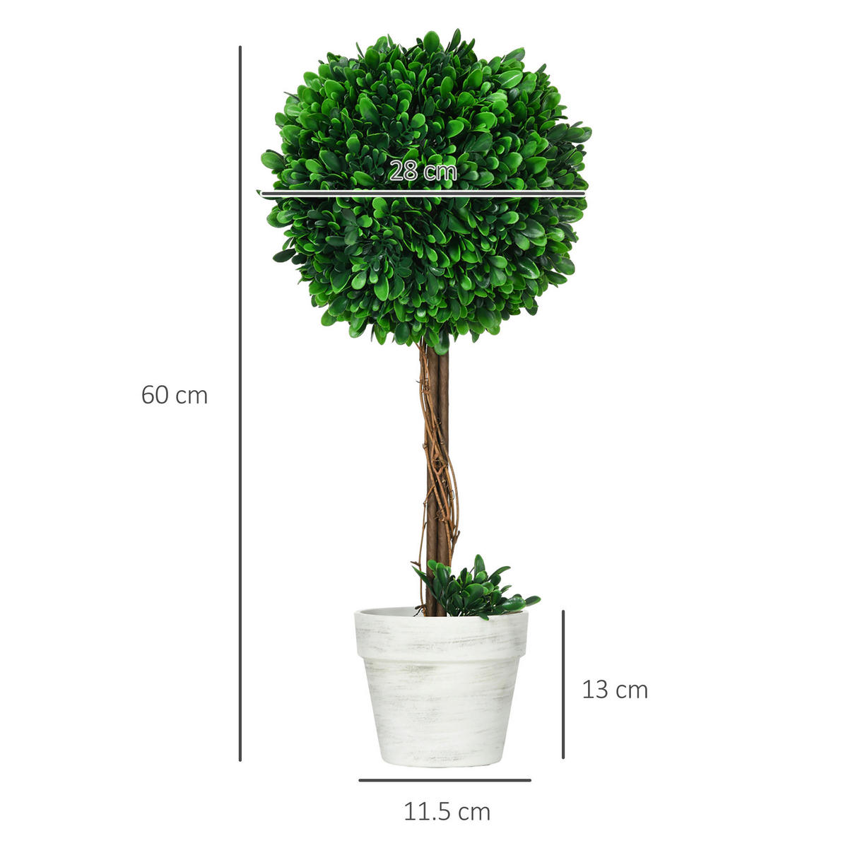 HOMCOM Kunstpflanze grün Polyethylen B/H/L: ca. 28x28x60 cm Künstliche_Pflanzen - grün (60,00/28,00/28,00cm) - HOMCOM