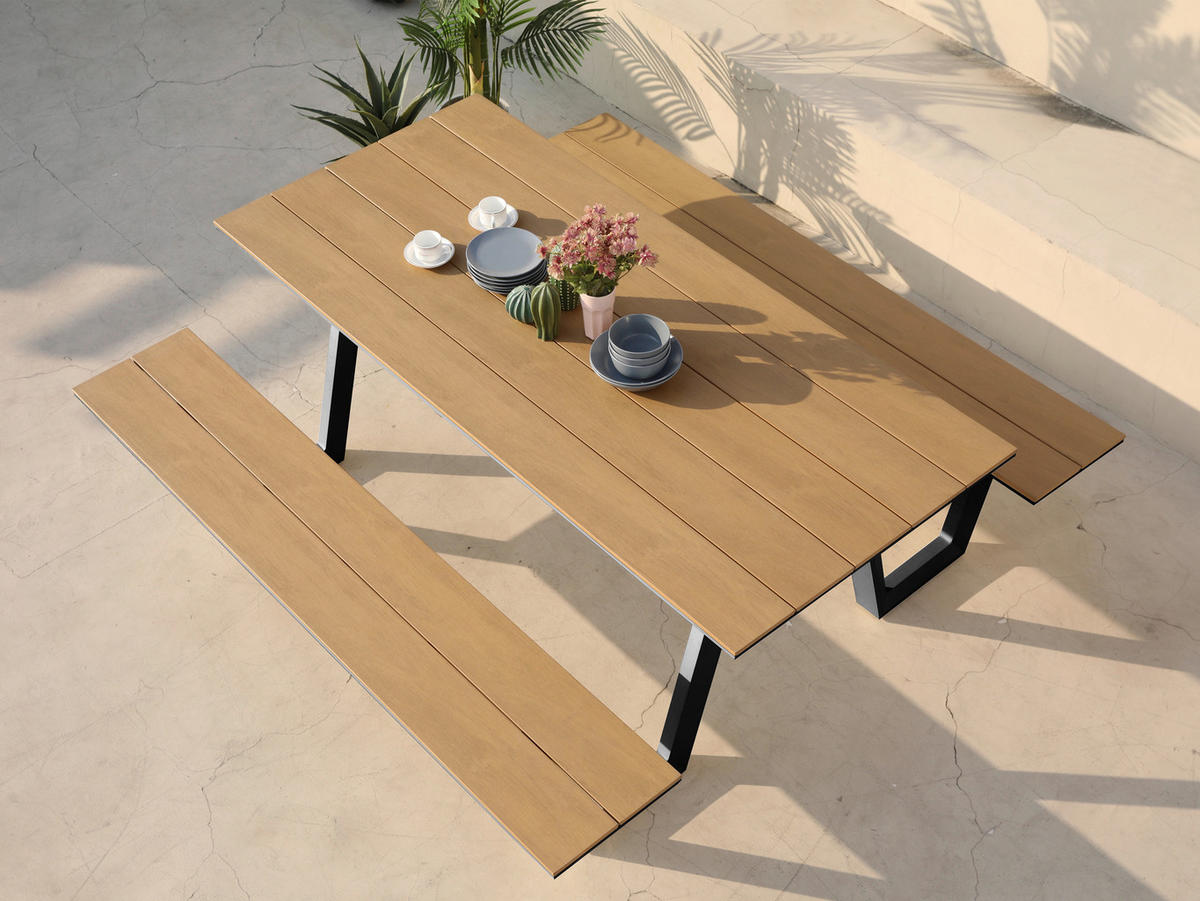 AXI Outdoor Living Picknicktisch Nori braun Metall B/H/L: ca. 190x75x200 cm Nori - braun/anthrazit (200,00/190,00/75,00cm) - AXI Outdoor Living